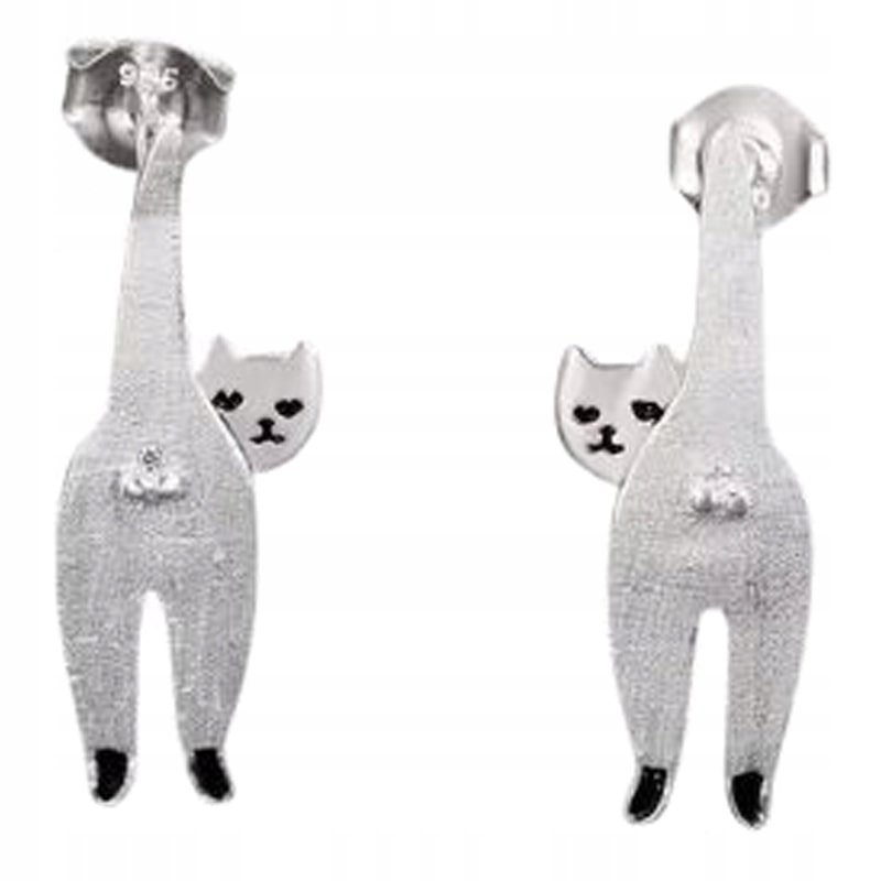 Kolczyki Srebrne Kolczyki Kotki Srebro 925 Kolczyki Trusky