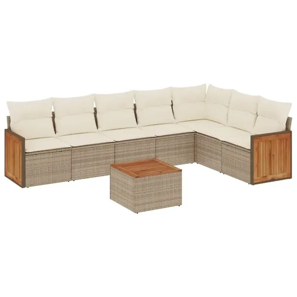 Zestaw mebli ogrodowych z rattanem PE, beżowy, wymiary: 62x62x69 cm