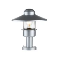 Lampy ogrodowe - Lampa zewnętrzna cokołowa srebrna E27 60W Klampenborg Elstead - miniaturka - grafika 1