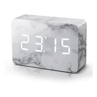 Zegary - Budzik z dekorem marmuru z białym wyświetlaczem LED Gingko Brick Marble Click Clock - miniaturka - grafika 1