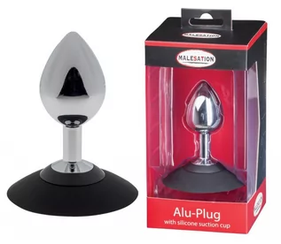 Korki analne - Boss Of Toys MALESATION Alu-Plug with suction cup medium, chrome 38-257847 - grafika 1