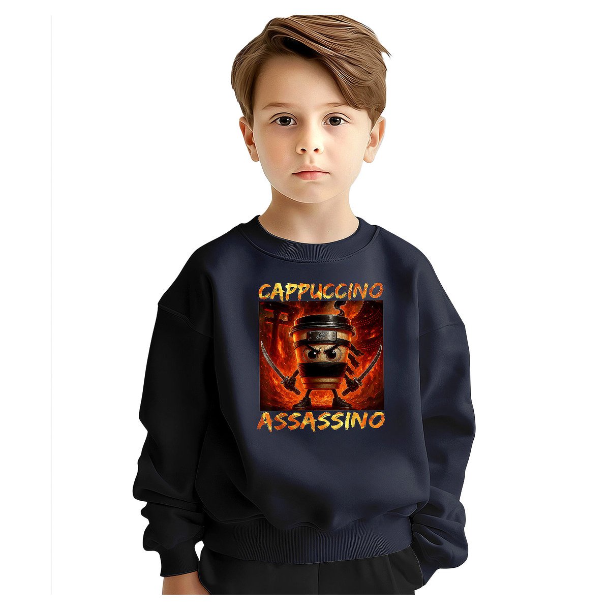 BLUZA DZIECIĘCA BRAINROT CAPPUCCINO ASSASSINO 110-116 DLA CHŁOPCA