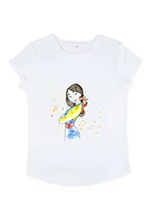Koszulki i topy damskie - Disney Women's Mulan and Mushu Organic Rolled Sleeve t-shirt damski, biały, XL, biały, XL - grafika 1