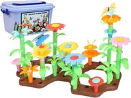 Klocki - DUŻE KLOCKI Konstrukcyjne KWIATKI KWIATY KWIATÓW 86 Elementów BOX WALIZKA - miniaturka - grafika 1