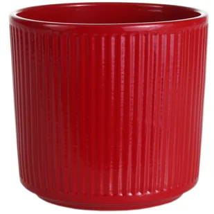 Cermax Osłonka doniczki ceramiczna Walec 12cm czerwona - Donice - miniaturka - grafika 1