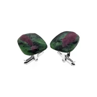 Spinki do mankietów i krawatów - Srebrne spinki do mankietów Rubin z zoisytem (S1019) Srebro [925] - miniaturka - grafika 1