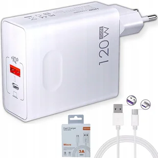 ŁADOWARKA SZYBKA SIECIOWA USB QC GAN WTYCZKA KOSTKA FAST CHARGE 120W +KABEL - Ładowarki do telefonów - miniaturka - grafika 1