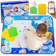 Zabawki kreatywne - EDUKACYJNA MATA WODNA 100x74 Sensoryczna Zabawa Malowanie Rysowanie Wodą Szablony Pieczątki Bezpieczny Zestaw Kreatywny PREZENT DLA DZIECKA + EBOOK - miniaturka - grafika 1