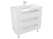 Szafki łazienkowe - Szafka Stojąca Z Umywalką ATH 80 cm - Biały Mat - Uchwyty Stal Szczotkowana - miniaturka - grafika 1