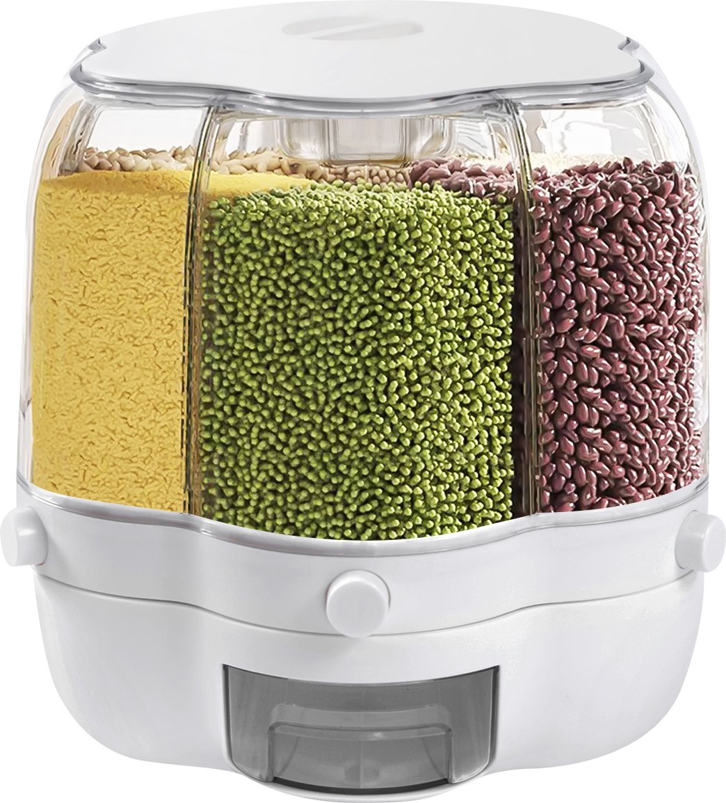 6-kratkowy dozownik podróżny dozownik płatków śniadaniowych obrotowy pojemnik do przechowywania pojemnik do przechowywania pojemnik na żywność 8 kg biały