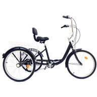 Rowerki trójkołowe - ROWER TRÓJKOŁOWY CZARNY 24 CALE KOSZYK DLA DOROSŁYCH - miniaturka - grafika 1