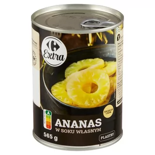 Carrefour Extra Ananas w soku własnym plastry 565 g - Owoce w puszkach i słoikach - miniaturka - grafika 1