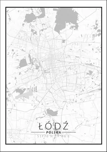 Plakat, Łódź mapa czarno biała, 70x100 cm - Plakaty - miniaturka - grafika 1