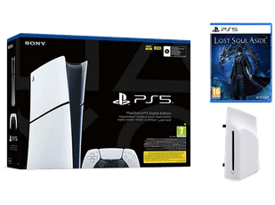 PLAYSTATION 5 Slim Digital Edition 1TB D Chassis + Napęd optyczny Lost Soul Aside Biało-czarny - Konsole Playstation - miniaturka - grafika 1