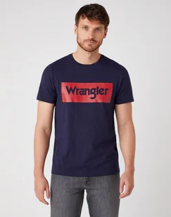 Męski T-Shirt Wrangler Ss Logo Tee Navy W742Fk114-S - Koszulki męskie - miniaturka - grafika 1