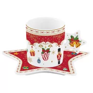 Filiżanki - Easy life Filiżanka Do Kawy I Herbaty Porcelanowa Ze Spodkiem Magic X-Mass Balls Biało-Czerwony 175 Ml - miniaturka - grafika 1