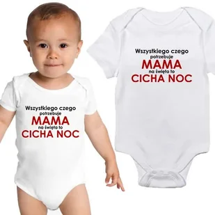 Body NIEMOWLĘCE Białe CICHA NOC Prezent Mikołajki Święta Wzory Rozmiar 74 - Body dla niemowląt - miniaturka - grafika 1