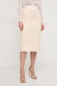 Spódnice - Patrizia Pepe spódnica kolor beżowy midi prosta 8G0386 A375 - miniaturka - grafika 1