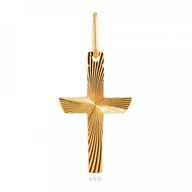 Biżuteria religijna - Murrano Srebrny Krzyżyk 925 Złocony LaLuce Grawer YZ-071 - miniaturka - grafika 1