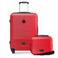 Walizki - PUCCINI Zestaw Komplet WALIZEK Podróżnych 2w1 Średnia +Kuferek ABS Czerwone - miniaturka - grafika 1