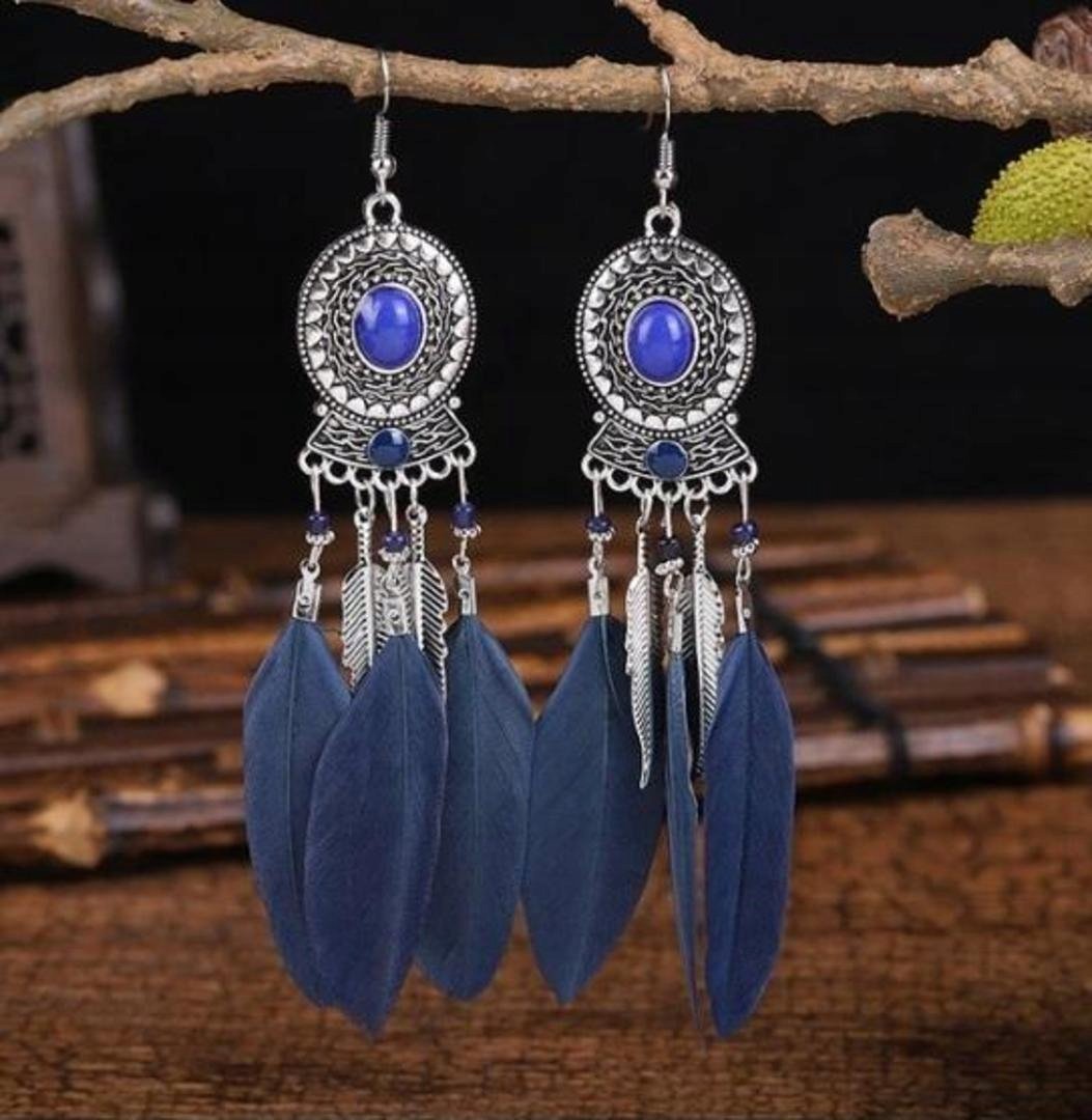 KOLCZYKI ZWISAJĄCE BOHO DŁUGIE PIÓRA! POLECAM!