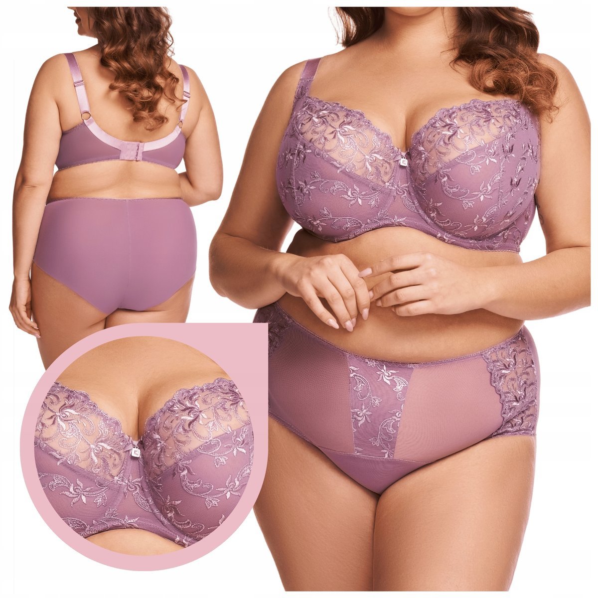 Nessa LUIZA soft Wrzos biustonosz miękki haftowany fioletowy stanik - 65G