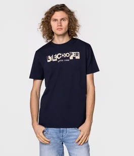 T-shirt slim LC BLOCK1 1010 NAVY-M - Koszulki męskie - miniaturka - grafika 1