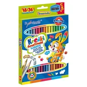 Szkolne artykuły papiernicze - Bambino Kredki Szkolne Trójkątne Dwustronne 18szt. 36 Kolorów + Temperówka - miniaturka - grafika 1