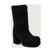 Kozaki damskie - INUIKII Wełniane kozaki na słupku CURLY HIGH | z dodatkiem skóry | shearling - miniaturka - grafika 1