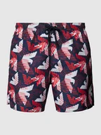 Kąpielówki męskie - Spodenki kąpielowe o kroju regular fit z nadrukiem z logo na całej powierzchni - miniaturka - grafika 1