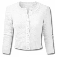 Swetry damskie - Kardigan Zapinany Na Guziki r. M Biały Damski Sweter Rękaw 3/4 - miniaturka - grafika 1