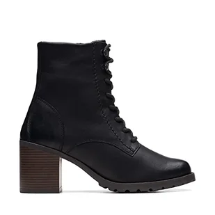 Clarks Damskie botki Clarkwell Lace Black WLined Lea, 42 EU, Black Wlined Lea, 42 EU - Botki damskie - miniaturka - grafika 1