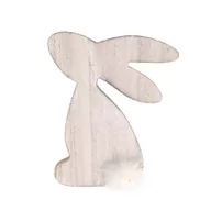 Wielkanoc - Zajączek drewniany z puchatym ogonkiem stojący, 12 cm - miniaturka - grafika 1