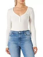 Bluzki damskie - Tommy Hilfiger Damska bluzka z dzianiny z długim rękawem z modalu Henley, Ecru, 3XL - miniaturka - grafika 1