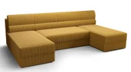 Narożniki - Żółty narożnik sztruksowy z funkcją spania - Torvesso - miniaturka - grafika 1