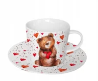 Filiżanki - Filiżanka ze spodkiem 240 ml MIŚ Z SERCEM – Prezent na Walentynki - miniaturka - grafika 1