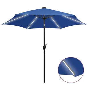 vidaXL Parasol ogrodowy z LED i aluminiowym słupkiem, 300 cm, lazur vidaXL - Parasole ogrodowe - miniaturka - grafika 1