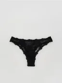 Majtki damskie - Reserved - Koronkowe majtki typu stringi - czarny - miniaturka - grafika 1