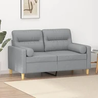 Sofy i kanapy - vidaXL 2-osobowa sofa z poduszkami, jasnoszara, 120 cm, tkanina - miniaturka - grafika 1
