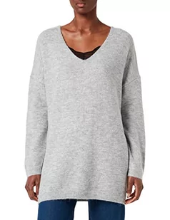 TOM TAILOR Denim Damski Sweter z dekoltem w serek 1030819, 10367 - Light Silver Grey Melange, S - Swetry damskie - miniaturka - grafika 1