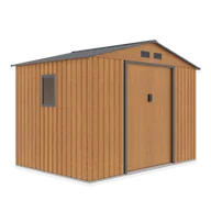 Altany ogrodowe - Domek narzędziowy HUDSON 277x191cm Oak Grey, metalowy, z podwójnymi drzwiami, wentylowany, kompaktowy schowek na narzędzia i sprzęt Hardmaister - miniaturka - grafika 1