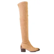 Kozaki damskie - Zamszowe muszkieterki damskie Vinceza brązowe - miniaturka - grafika 1