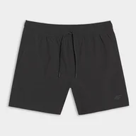 Kąpielówki męskie - Męskie szorty plażowe kąpielowe z wewnętrznymi majtkami siatkowymi 4F 4FWSS25UBDSM134-20S Czarny - miniaturka - grafika 1