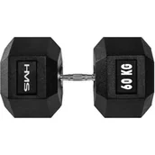 Poręcze i drążki do podciągania - Hantla 60kg stal pokryta gumą sześciokątna poręczn - miniaturka - grafika 1