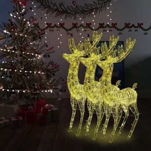 vidaXL Renifery z akrylu XXL, 3 szt., 250 ciepłych białych LED, 180 cm - Oświetlenie świąteczne - miniaturka - grafika 1