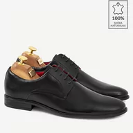 Półbuty męskie - Skórzane wizytowe buty męskie Howard czarne - BRILU - miniaturka - grafika 1