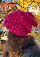 Czapki damskie - Zimowa czapka z wełny peruwiańskiej Lumi intensywny różowy - miniaturka - grafika 1