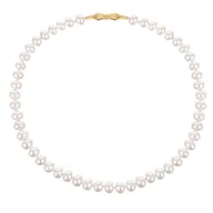 Naszyjniki - ENAYA LAMAR GOLD Naszyjnik z białych naturalnych pereł kolia chocker - 45 cm - miniaturka - grafika 1