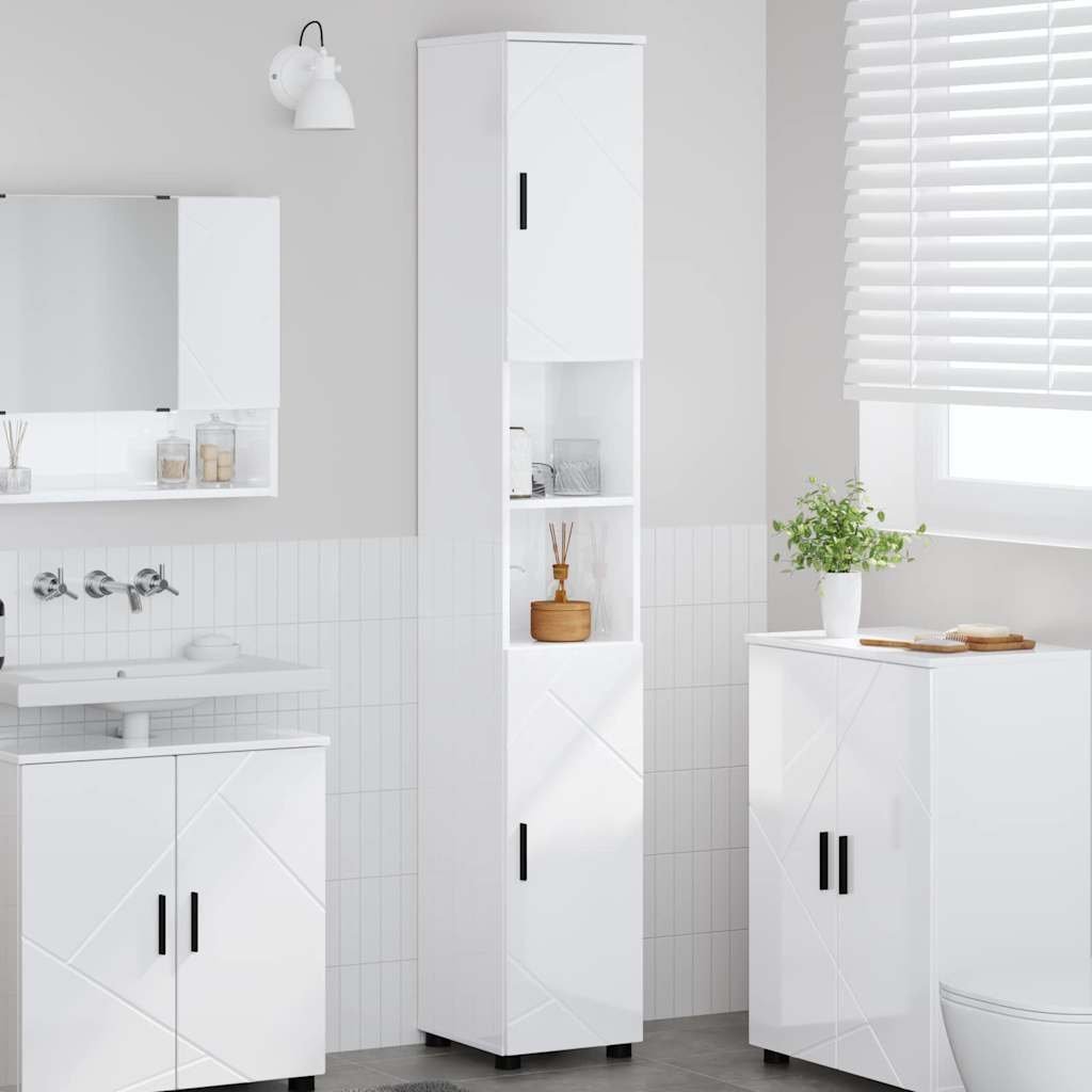 vidaXL vidaXL Szafka Łazienkowa Wysoki połysk biały 30 x 35 x 192 cm