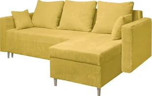 MARPUR narożnik OTTO 230x145 cm tapicerowany w kształcie litery L z funkcją spania, z podstawą łóżka, uniwersalny bok, mocna tkanina POSO 616, żółty - Narożniki - miniaturka - grafika 1